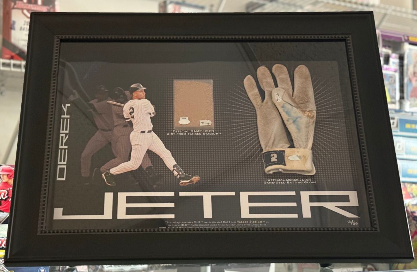 Derek Jeter Game Used Glove & Dirt from Yankee Stadium - Shadow Box - Steiner