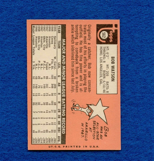 1969 Topps Set Break Pack Fresh #562 Bob Watson EX MT *700