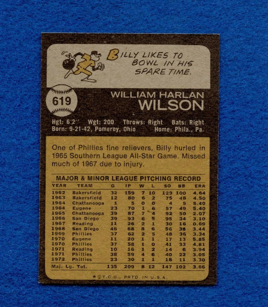 1973 Topps Set Break Pack Fresh #619 Billy Wilson NR MT *1375