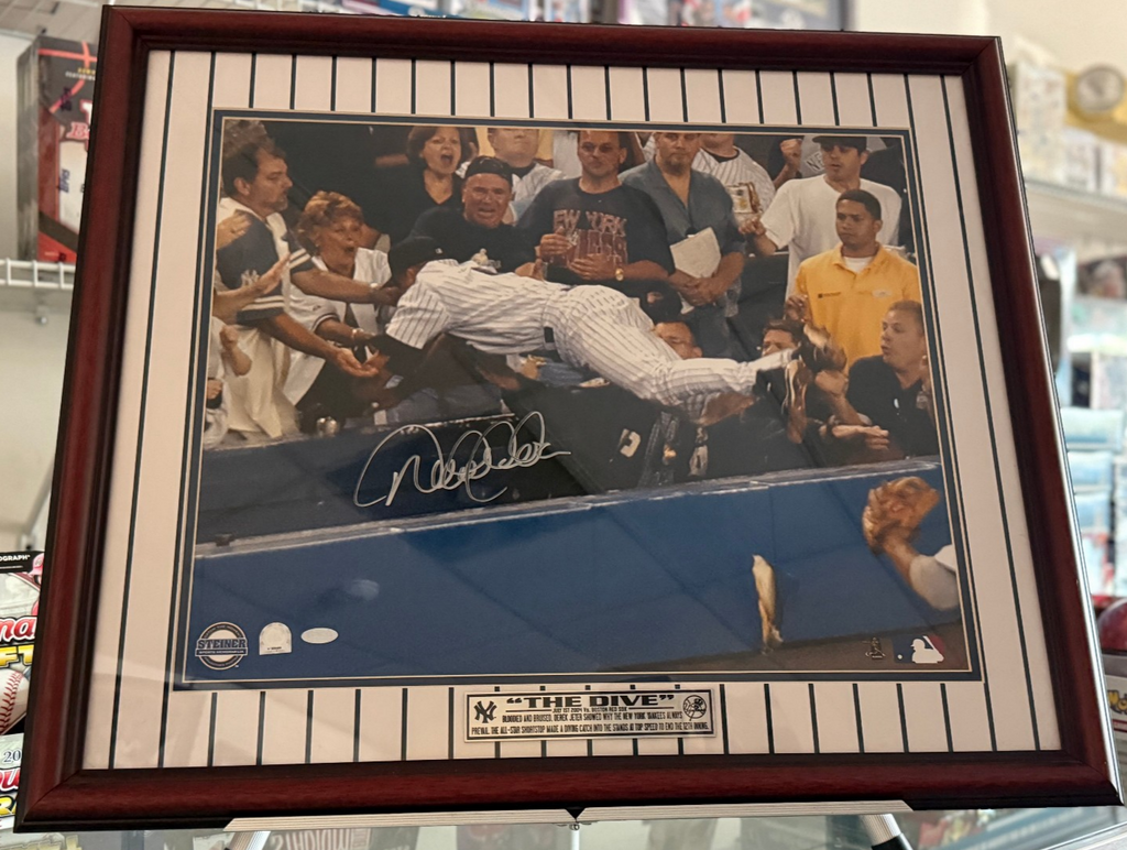 Derek Jeter Yankees Signed 16x20 Dive vs. Red Sox Photo - Steiner - Sticker Only
