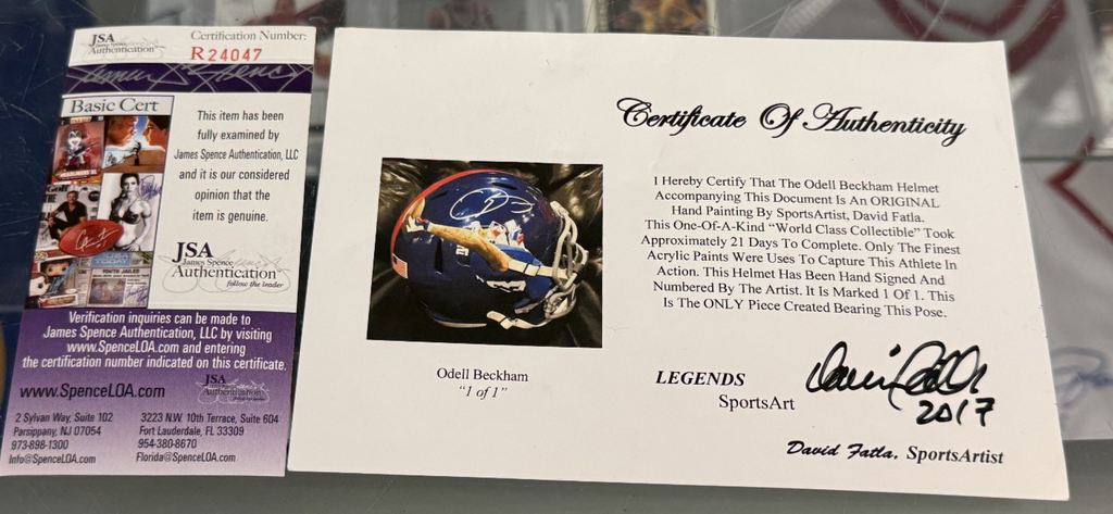 Odell Beckham Jr Signed Giants Full Size Helmet w/ Decal: 'The Catch' - JSA COA