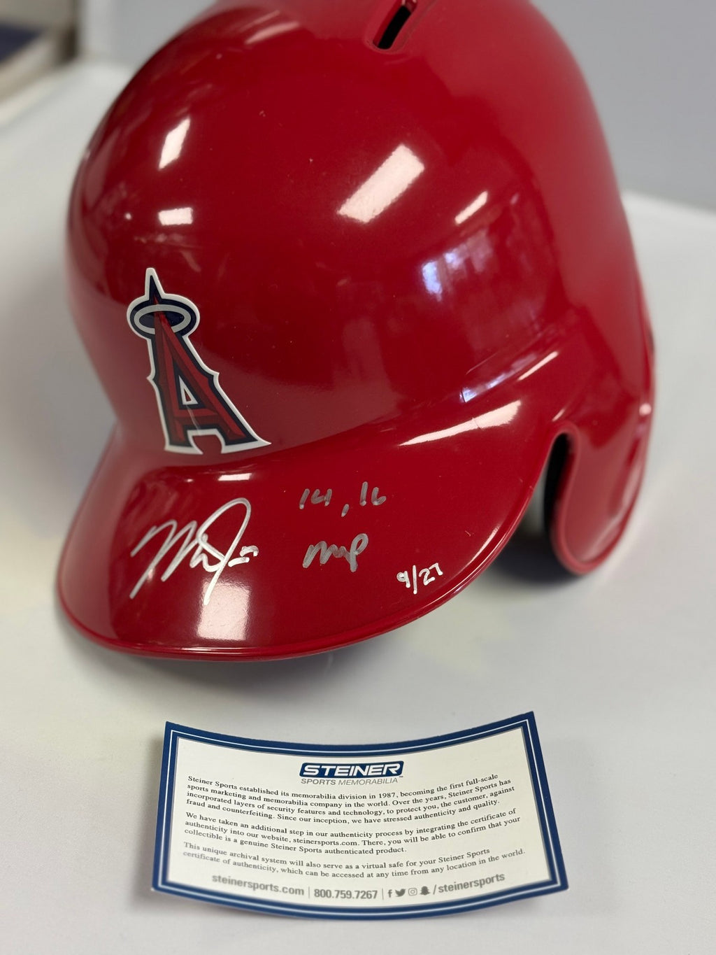 Mike Trout Signed Autographed MVP Replica FS Batting Helmet - Steiner & MLB Auth