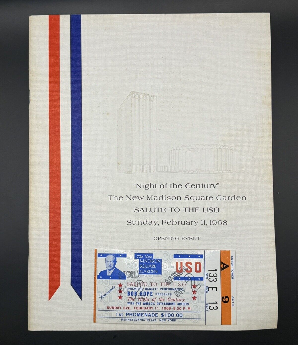 MSG Opening Even 1968  "USO Salute" Bob Hope Ticket and Program - Plus Extra