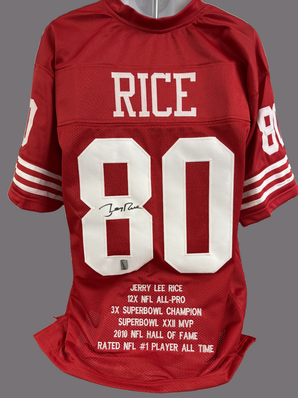 Jerry Rice Autographed Custom Jersey GT Sports Marketing w/ Flash80 Sticker