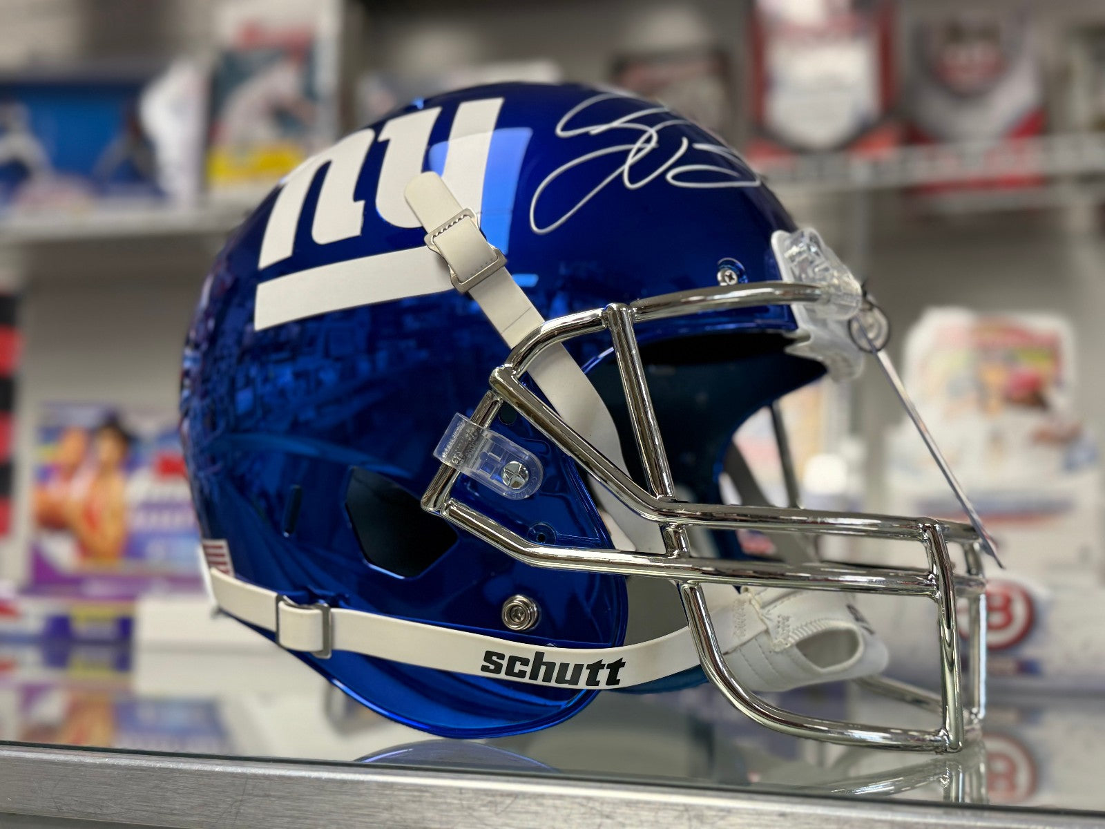 Saquon Barkley NY Giants Full Sized Real Schutt Chrome Helmet - PSA/DNA Authent.