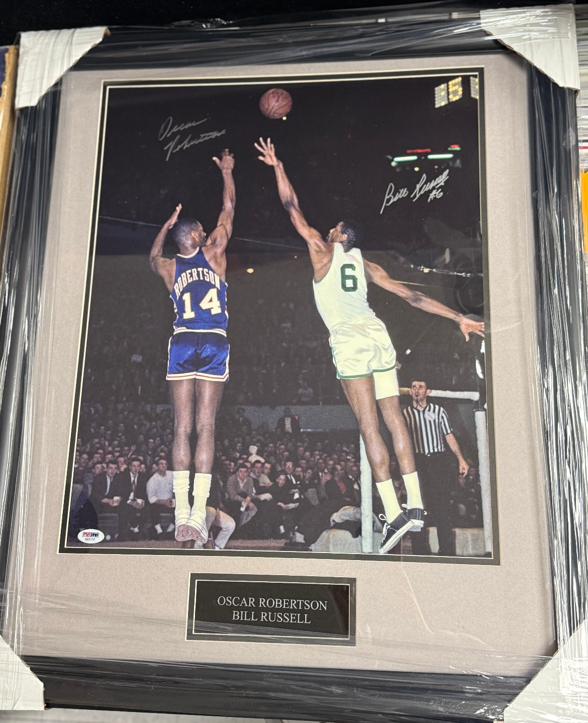 Oscar Robertson & Bill Russell Autographed Framed 16x20 - PSA/DNA Authen.