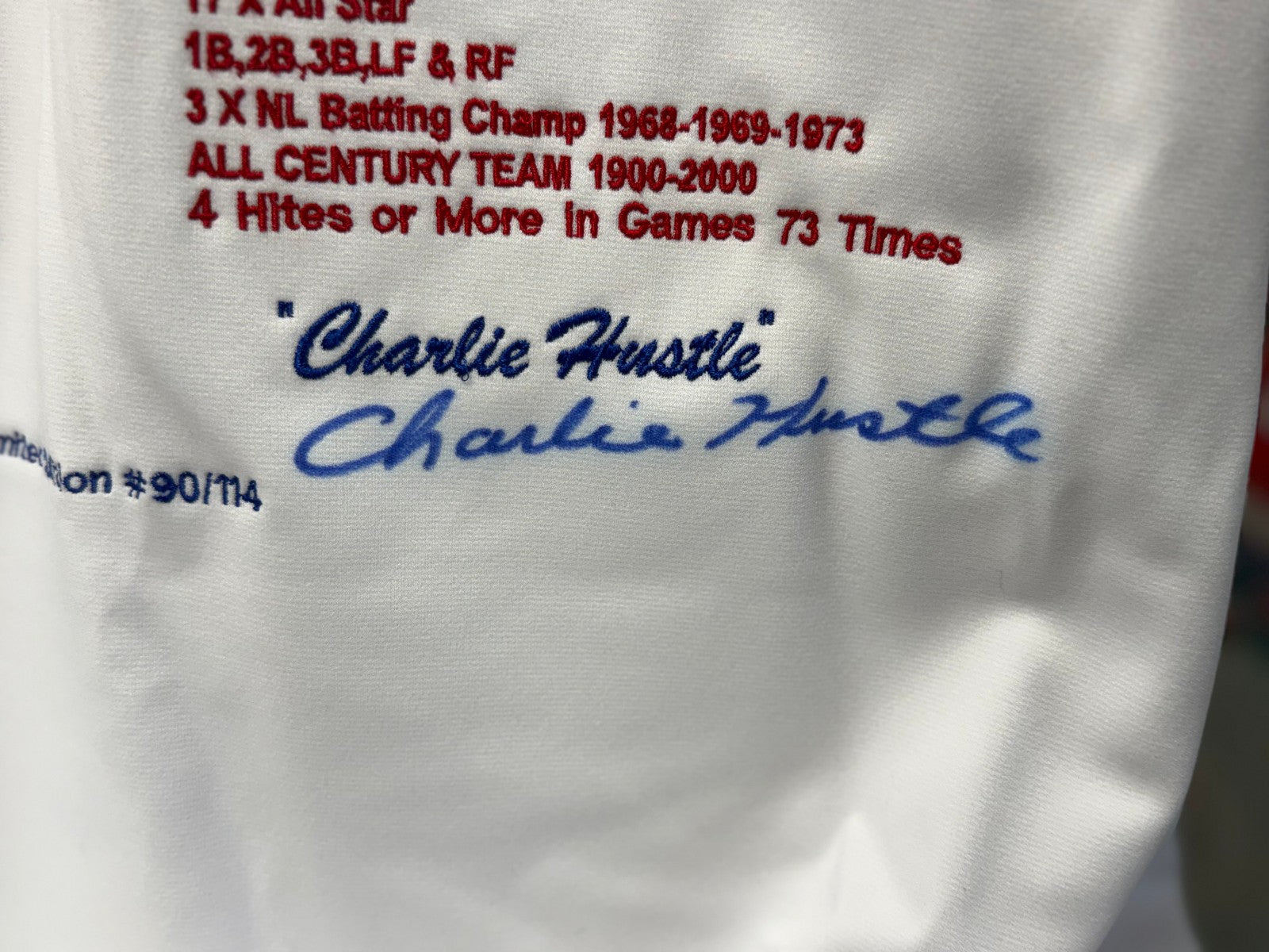 Pete Rose "Hit King" Autographed Custom Cincinnati Reds Jersey - 90/114 PSA\DNA