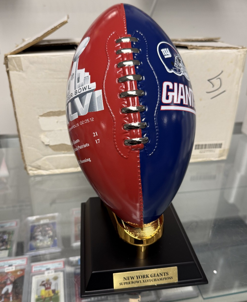NFL New York Giants Super Bowl XLVI Danbury Mint Porcelain Trophy Football