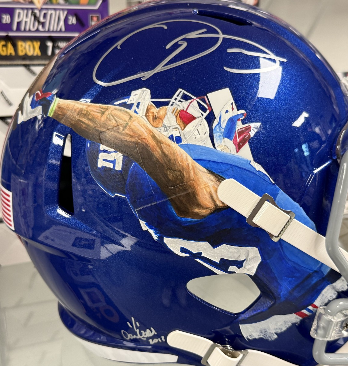Odell Beckham Jr Signed Giants Full Size Helmet w/ Decal: 'The Catch' - JSA COA