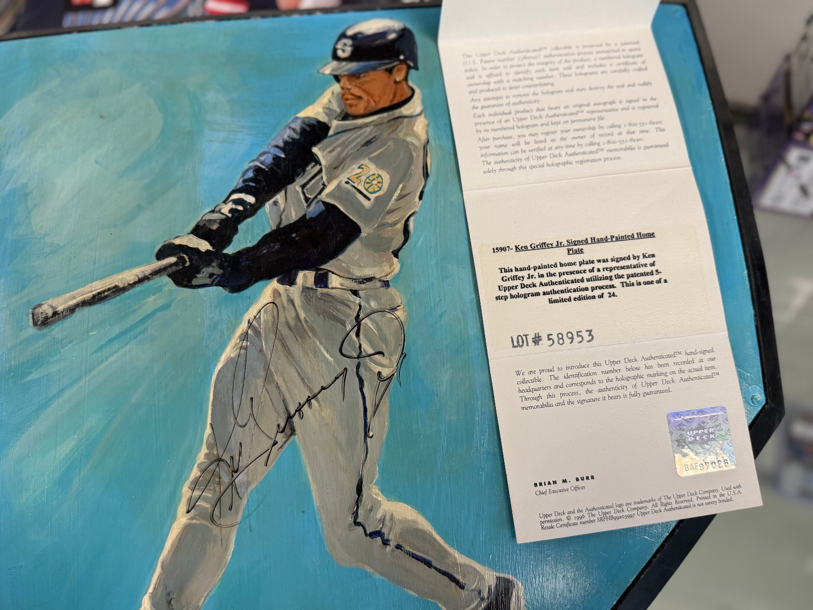 Ken Griffey Jr Autographed Hand Painted Plate, Limited Edition 16/24, COA UDA