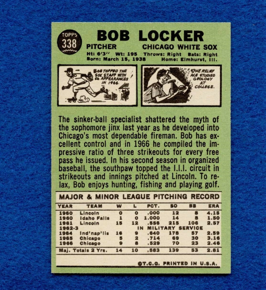 1967 Topps Set Break Pack Fresh #338 Bob Locker EX+ #67