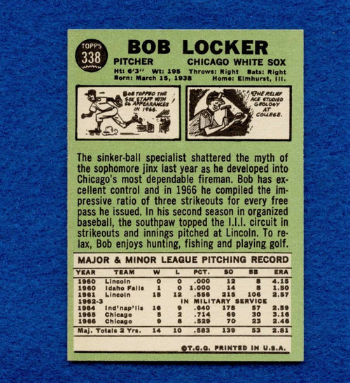 1967 Topps Set Break Pack Fresh #338 Bob Locker EX+ #67