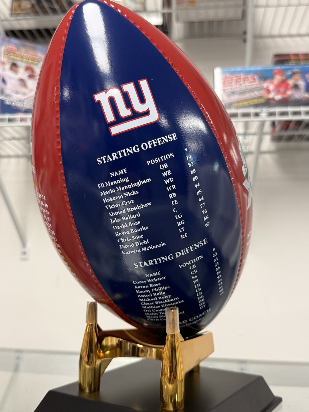 NFL New York Giants Super Bowl XLVI Danbury Mint Porcelain Trophy Football
