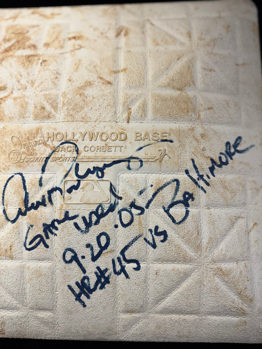 Alex Rodriguez Autographed Game Used Base - Steiner & MLB Hologram + Elite Auth.