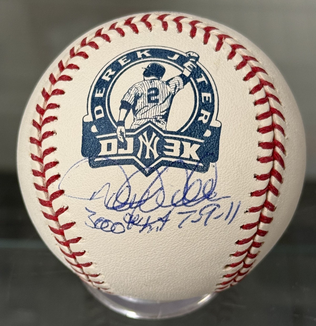 Derek Jeter 3000th Hit 7-9-11 Signed Inscribed DJ3K Baseball MLB & Steiner COA