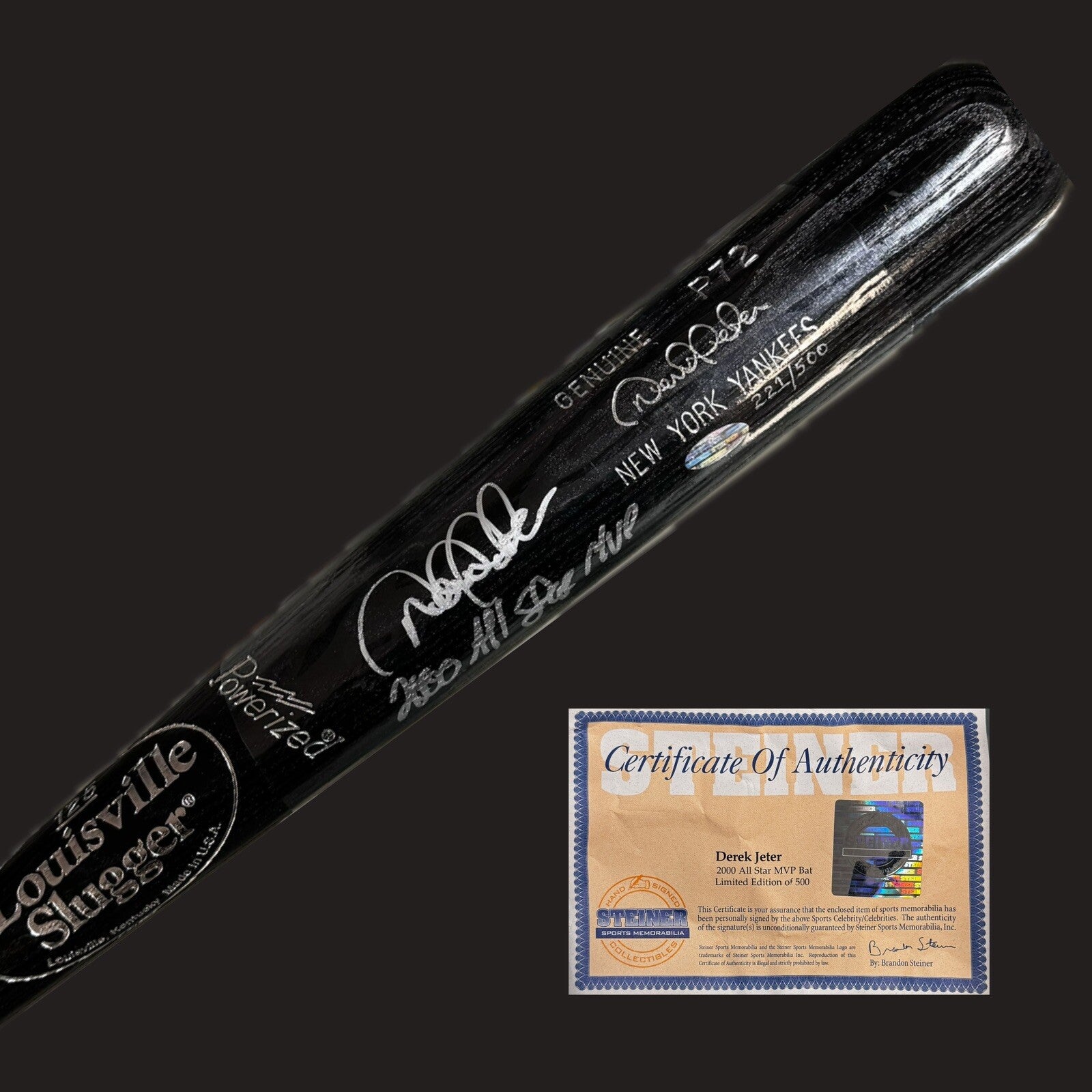 Derek Jeter Signed Autographed Louisville Slugger Bat MVP - Steiner Authentic