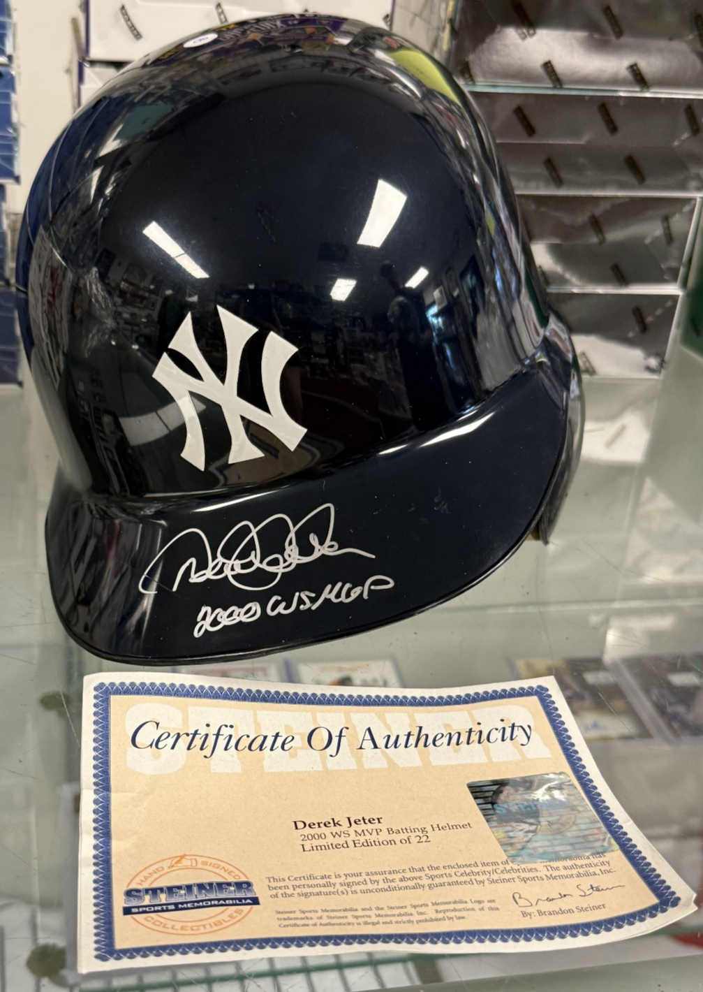 Derek Jeter 2000 WS MVP Batting Helmet - Steiner COA - LIMITED EDITION OF 22!