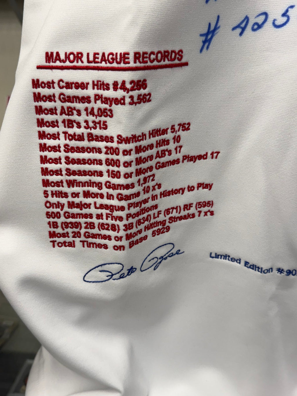 Pete Rose "Hit King" Autographed Custom Cincinnati Reds Jersey - 90/114 PSA\DNA