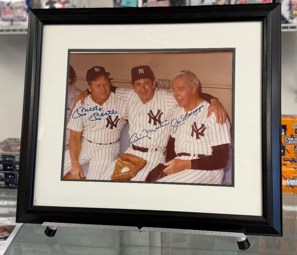 Mickey Mantle, Joe DiMaggio & Billy Martin Autographed 11x14, NY Yankees - JSA