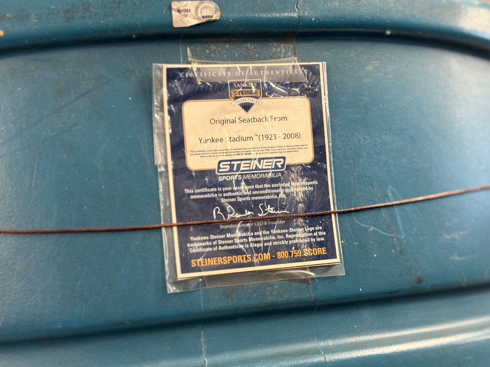 Derek Jeter Signed Autograph Original Yankee Stadium Seatback - Steiner Authen.