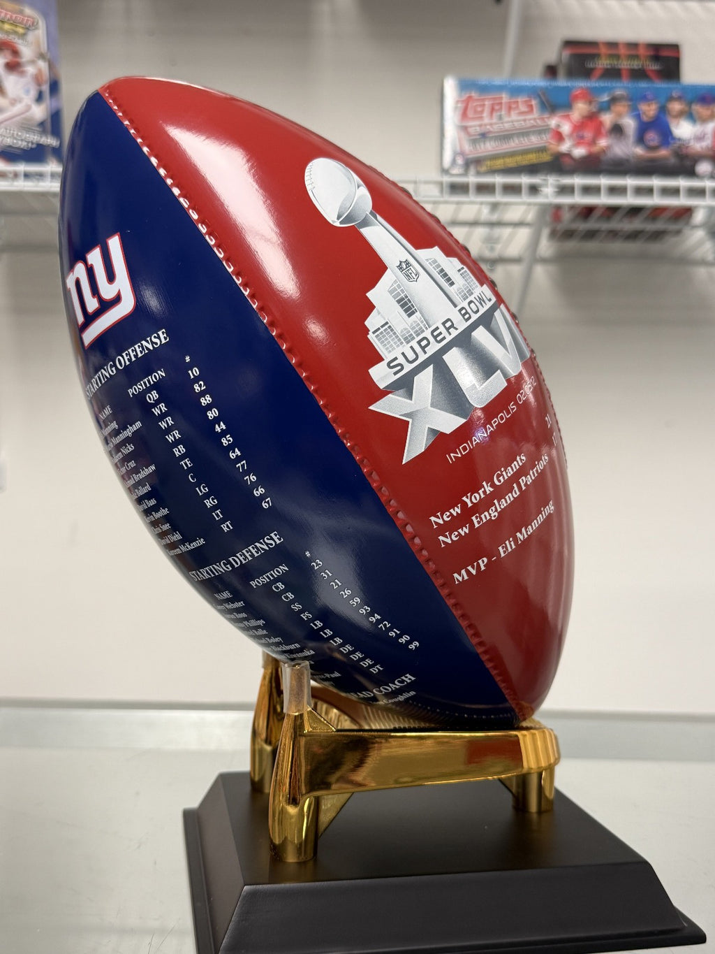 NFL New York Giants Super Bowl XLVI Danbury Mint Porcelain Trophy Football