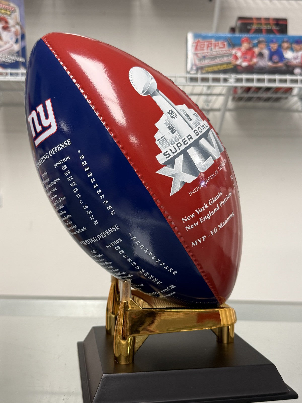 NFL New York Giants Super Bowl XLVI Danbury Mint Porcelain Trophy Football