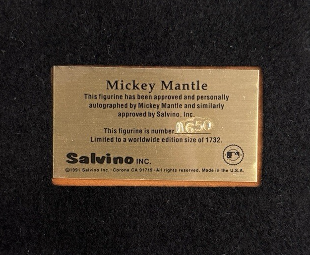 Mickey Mantle Signed Salvino Batting Figurine 1650/1732 - Comes with Box