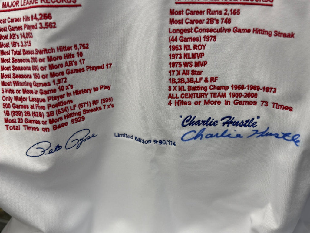 Pete Rose "Hit King" Autographed Custom Cincinnati Reds Jersey - 90/114 PSA\DNA