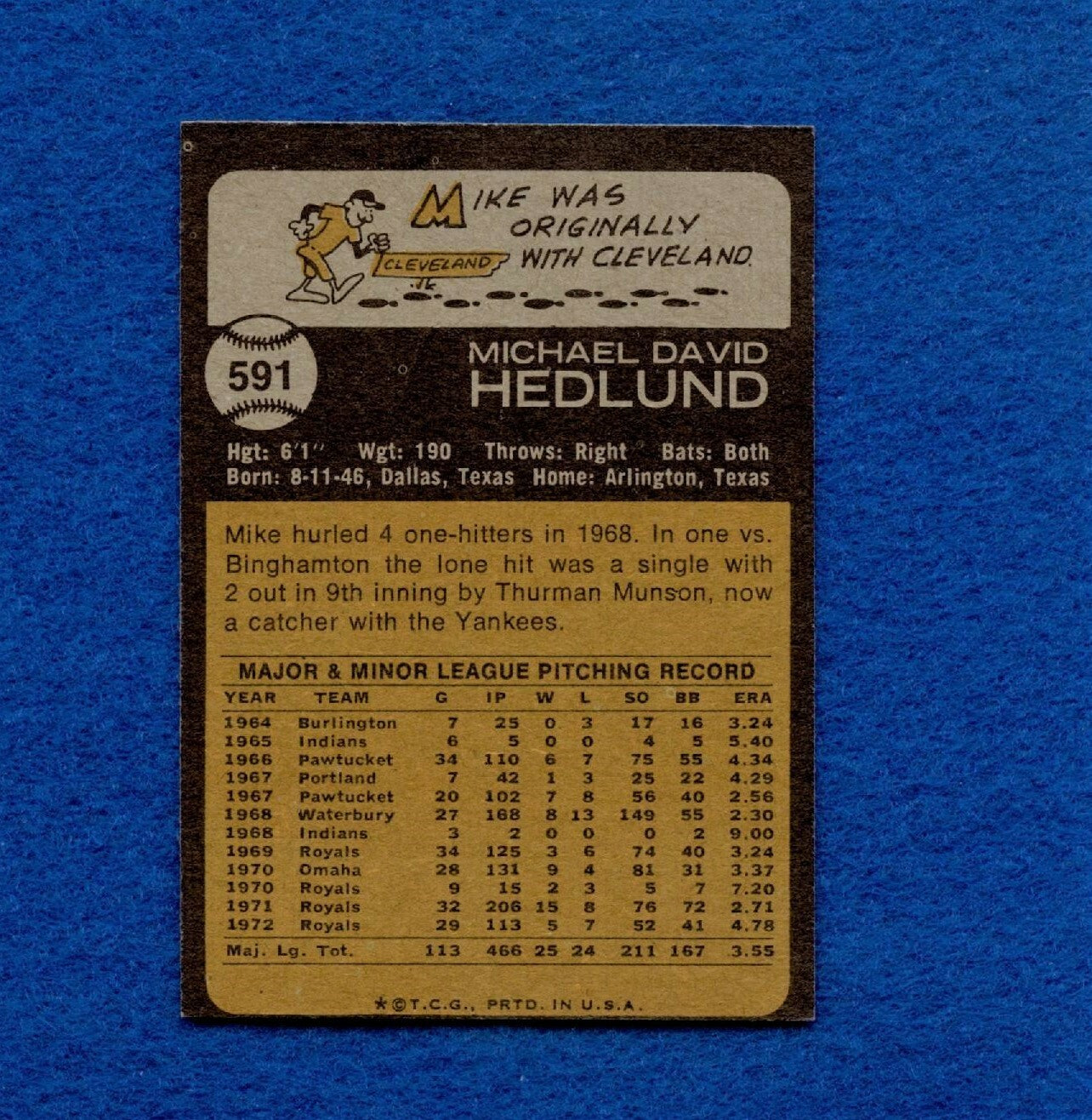 1973 Topps Set Break Pack Fresh #591 Mike Hedlund NR MT *1382