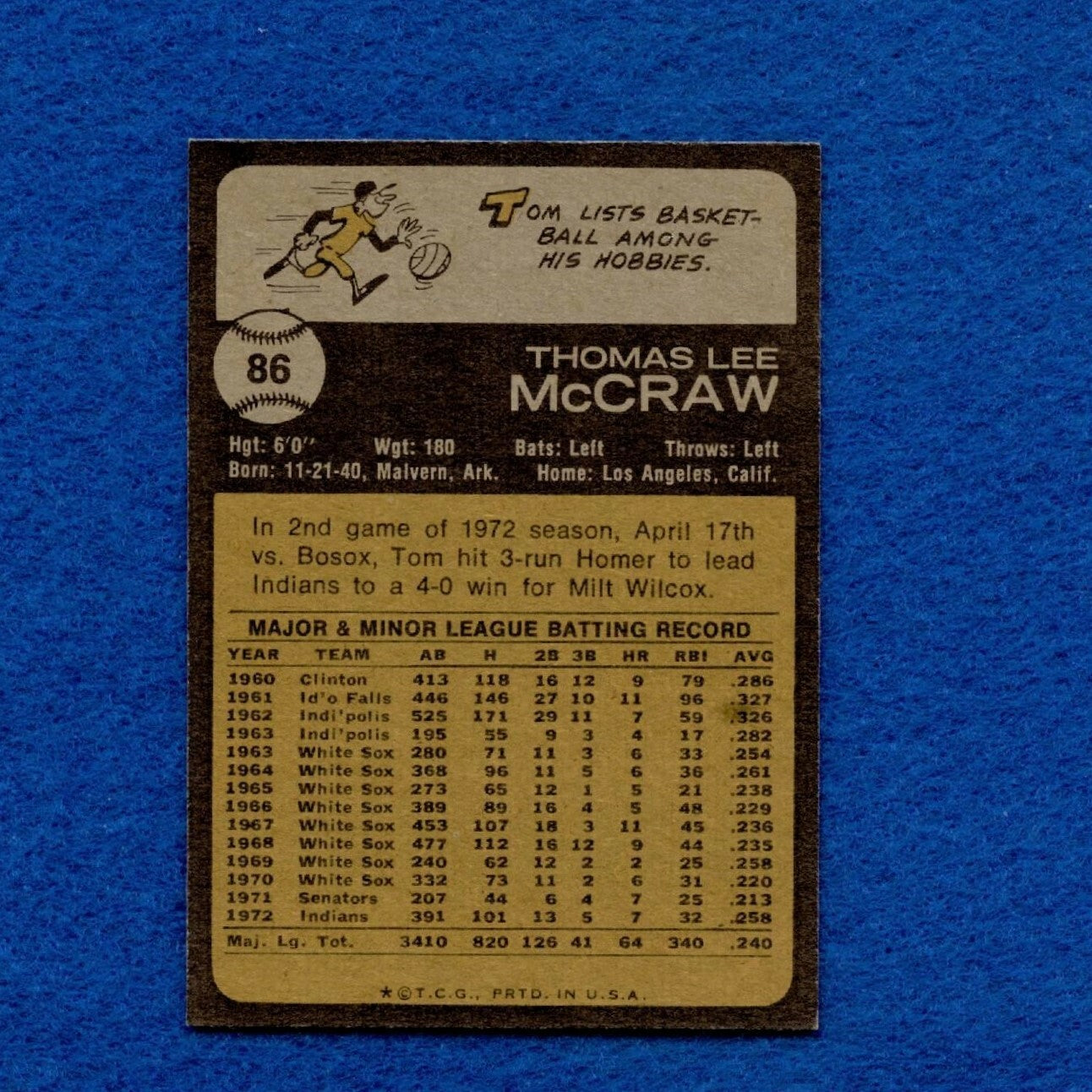 1973 Topps Set Break Pack Fresh #86 Tom McCraw EX MT+ *1344