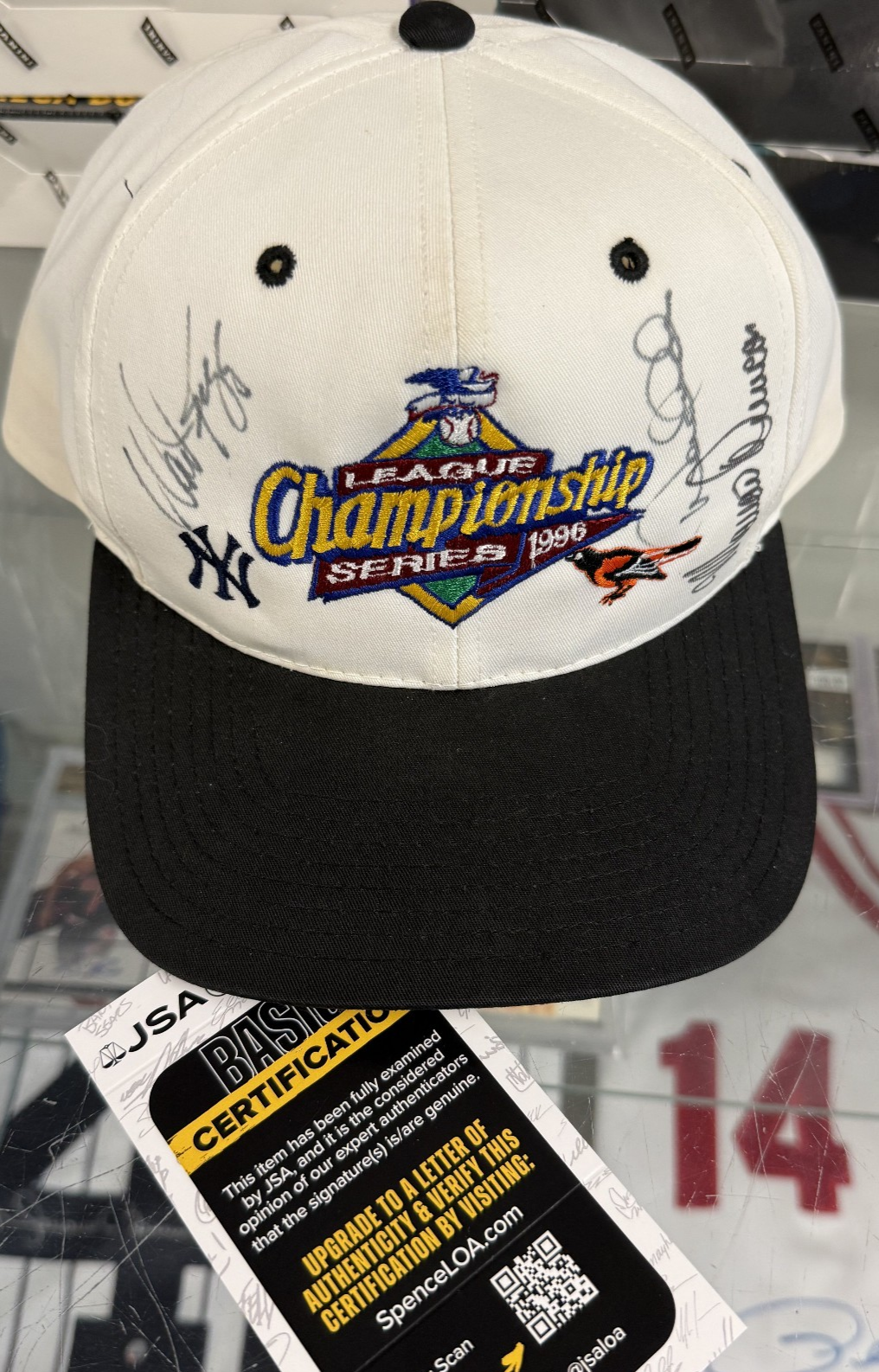 Derek Jeter, Duncan, Girardi & Boggs NY Yankees 1996 League Champ Hat - JSA COA