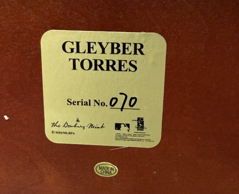 NY Yankees Gleyber Torres Danbury Mint Figurine/Statue Collectable, Original Box