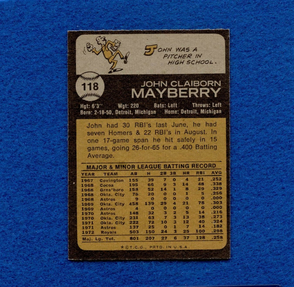 1973 Topps Set Break Pack Fresh #118 John Mayberry NR MT *1321
