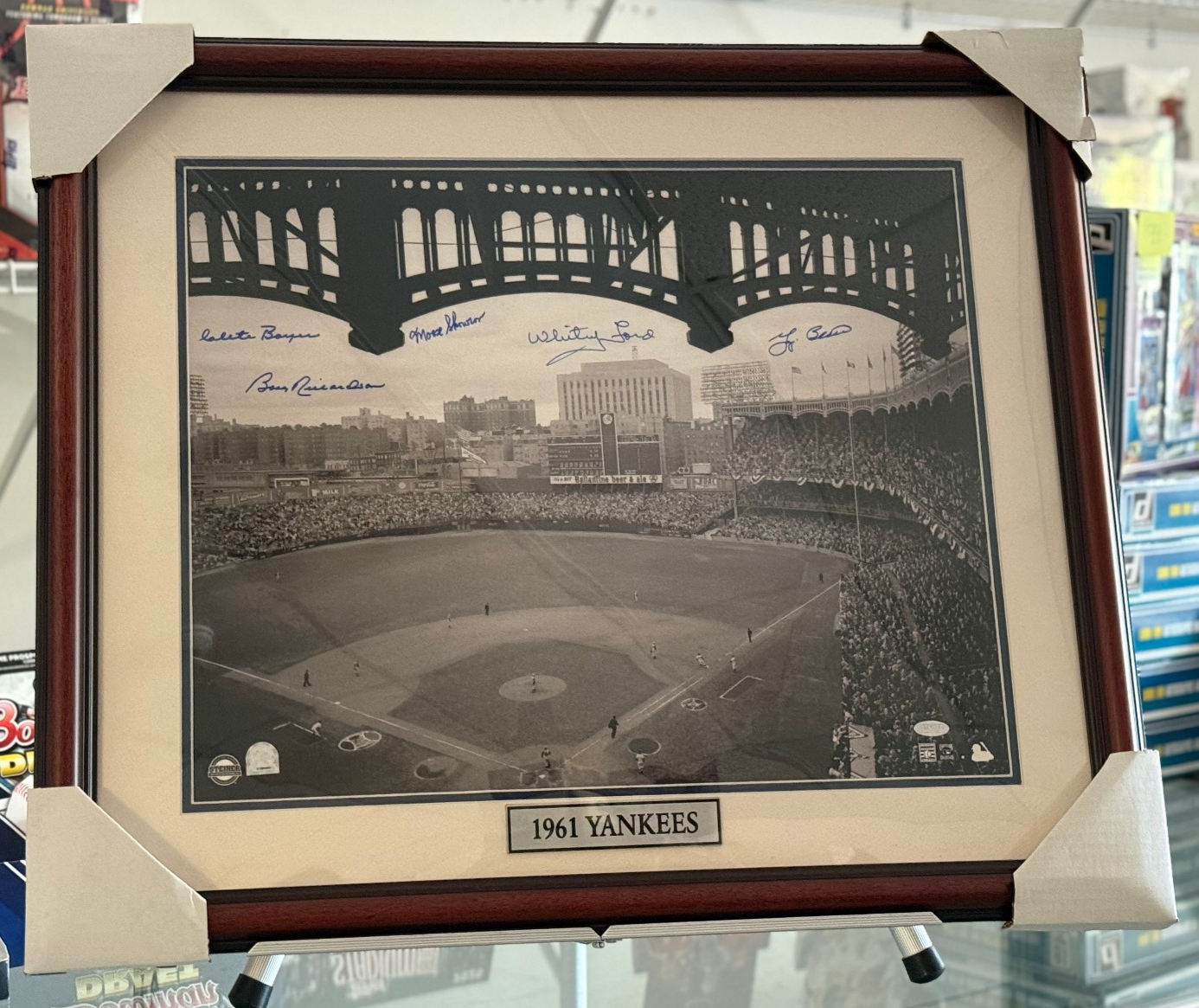 1961 NY Yankees Stadium Multi Signed Framed Black & White 16x20 - Steiner Authen