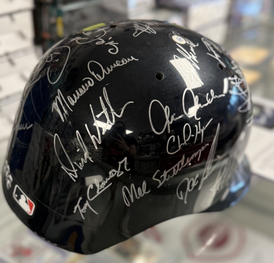 1996 WS Champs NY Yankees Signed Helmet Jeter, Rivera, Martinez, Cone - JSA COA