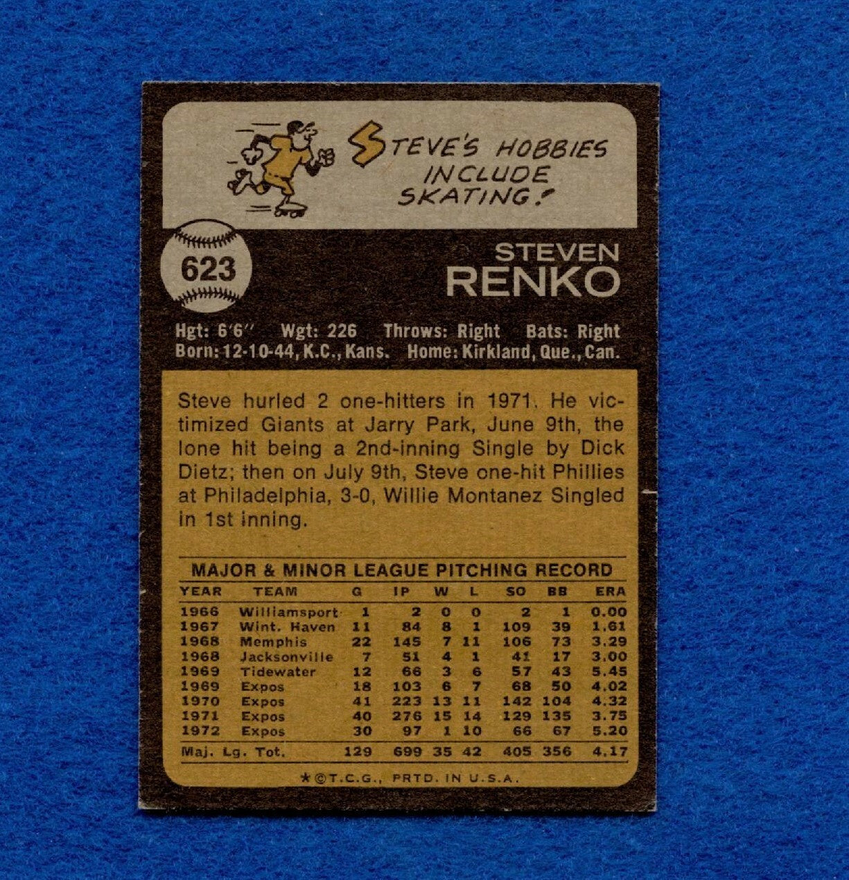 1973 Topps Set Break Pack Fresh #623 Steve Renko EX MT+ *1255