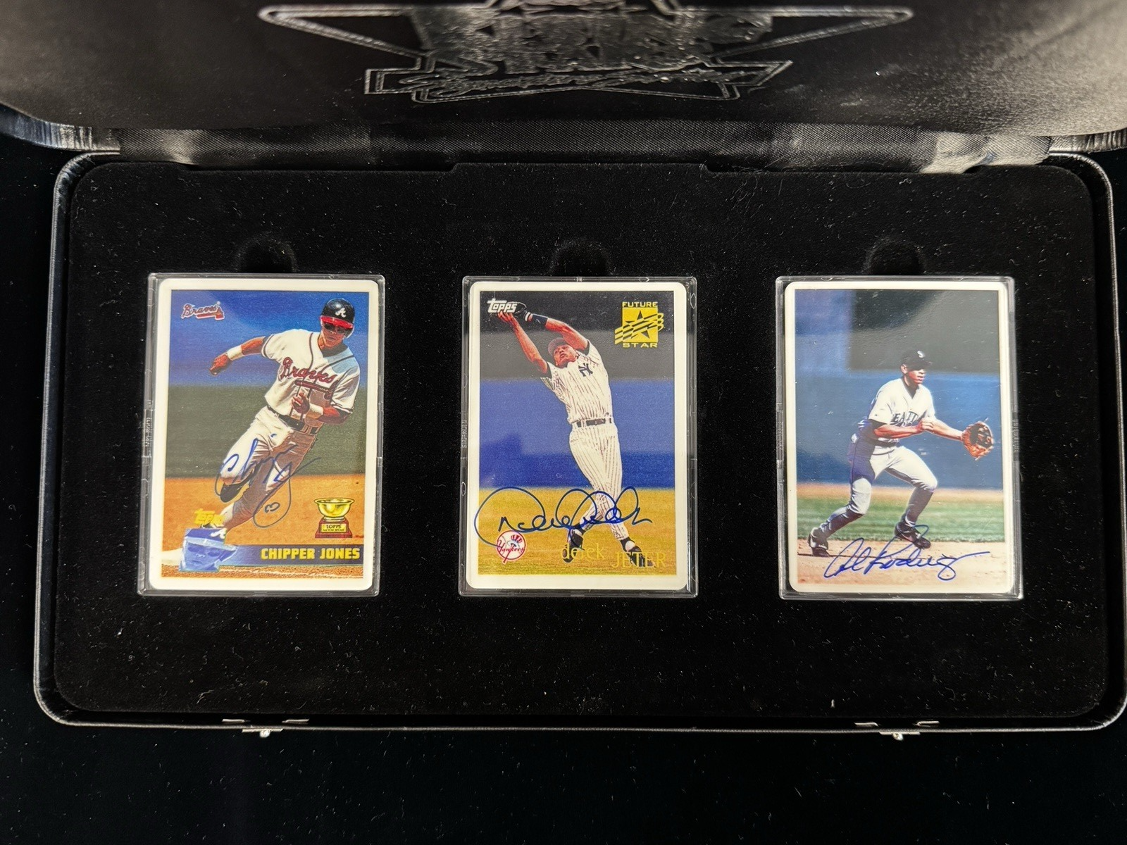The Rising Stars Derek Jeter, Chipper Jones, Alex Rodriguez Signed Cards