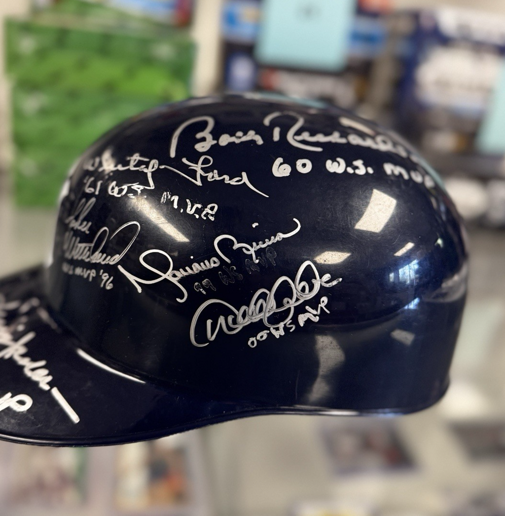 NY Yankees Rare All Time World Series MVPs Signed Helmet (Jeter, Rivera) - PSA