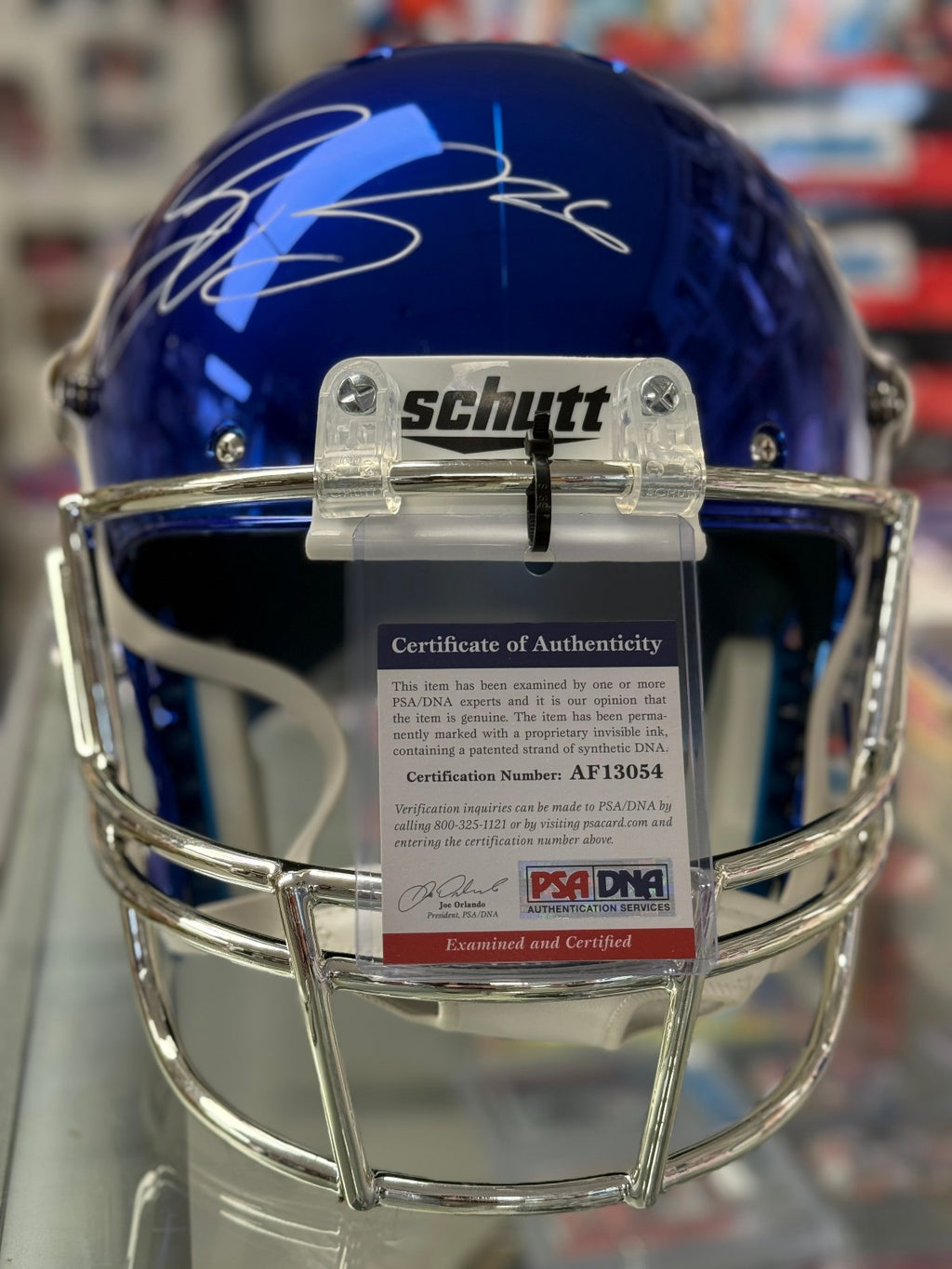 Saquon Barkley NY Giants Full Sized Real Schutt Chrome Helmet - PSA/DNA Authent.