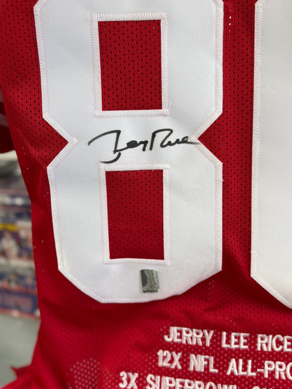 Jerry Rice Autographed Custom Jersey GT Sports Marketing w/ Flash80 Sticker