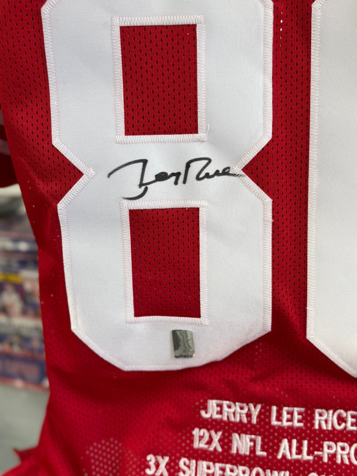 Jerry Rice Autographed Custom Jersey GT Sports Marketing w/ Flash80 Sticker