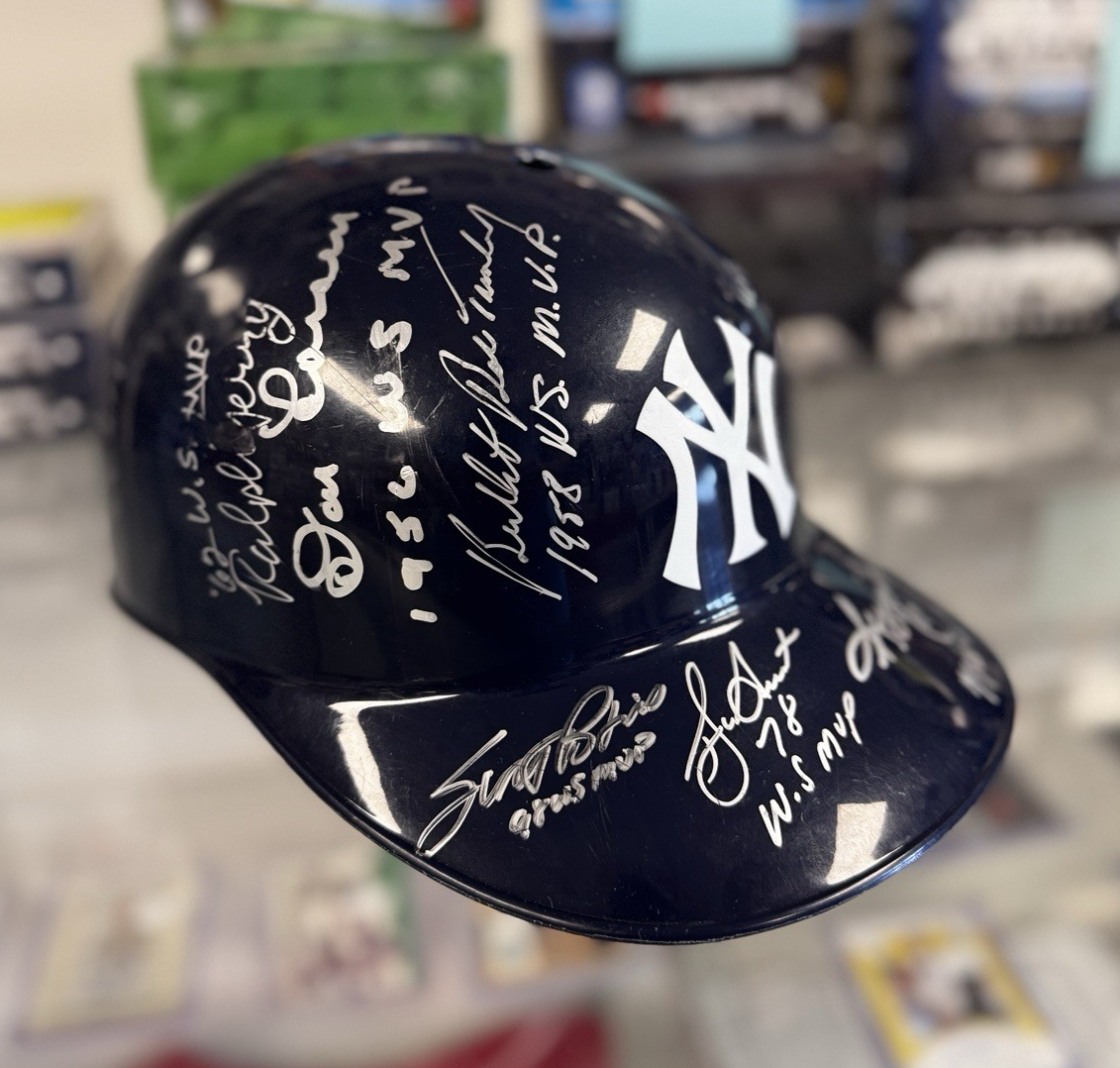 NY Yankees Rare All Time World Series MVPs Signed Helmet (Jeter, Rivera) - PSA