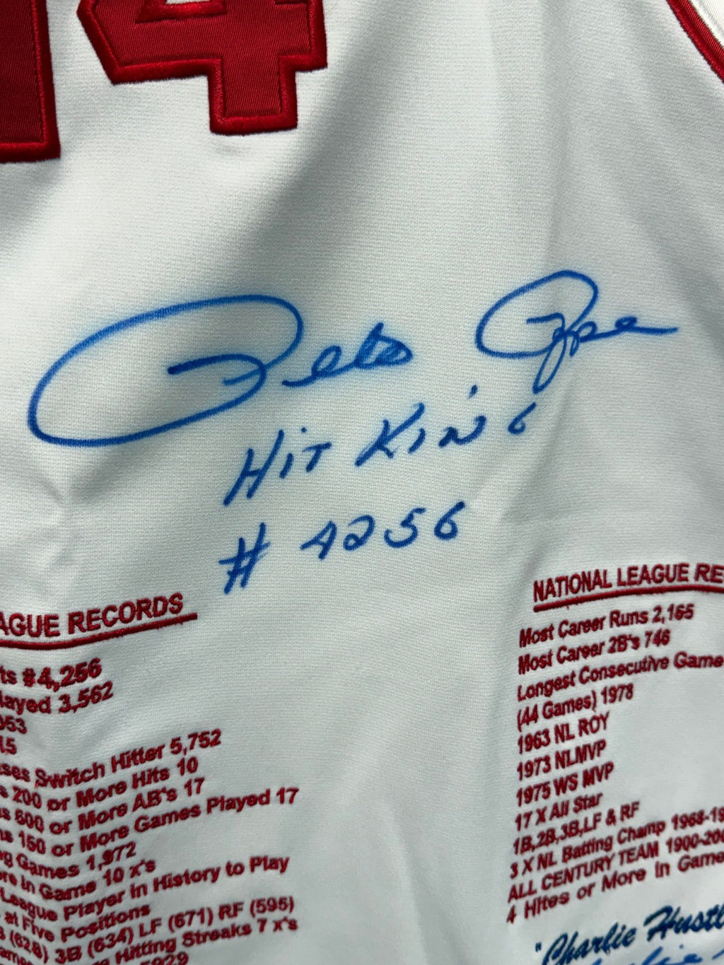 Pete Rose "Hit King" Autographed Custom Cincinnati Reds Jersey - 90/114 PSA\DNA