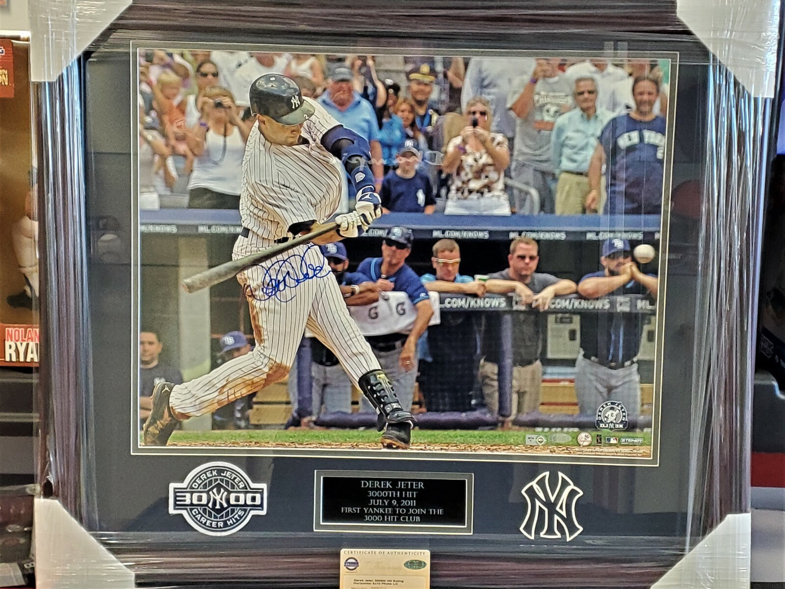 Derek Jeter Autograph 16 x 20 Framed DJ3K 3000 Hit Swing Photo Yanks Steiner