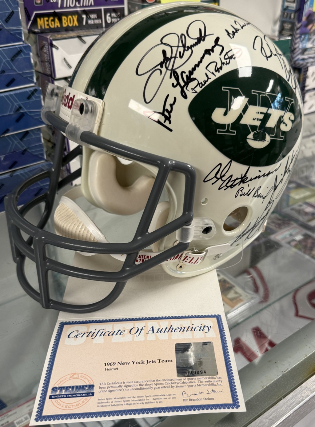 1969 NY Jets Super Bowl 3 Champ Team Signed Helmet - 24 Signatures - Steiner COA