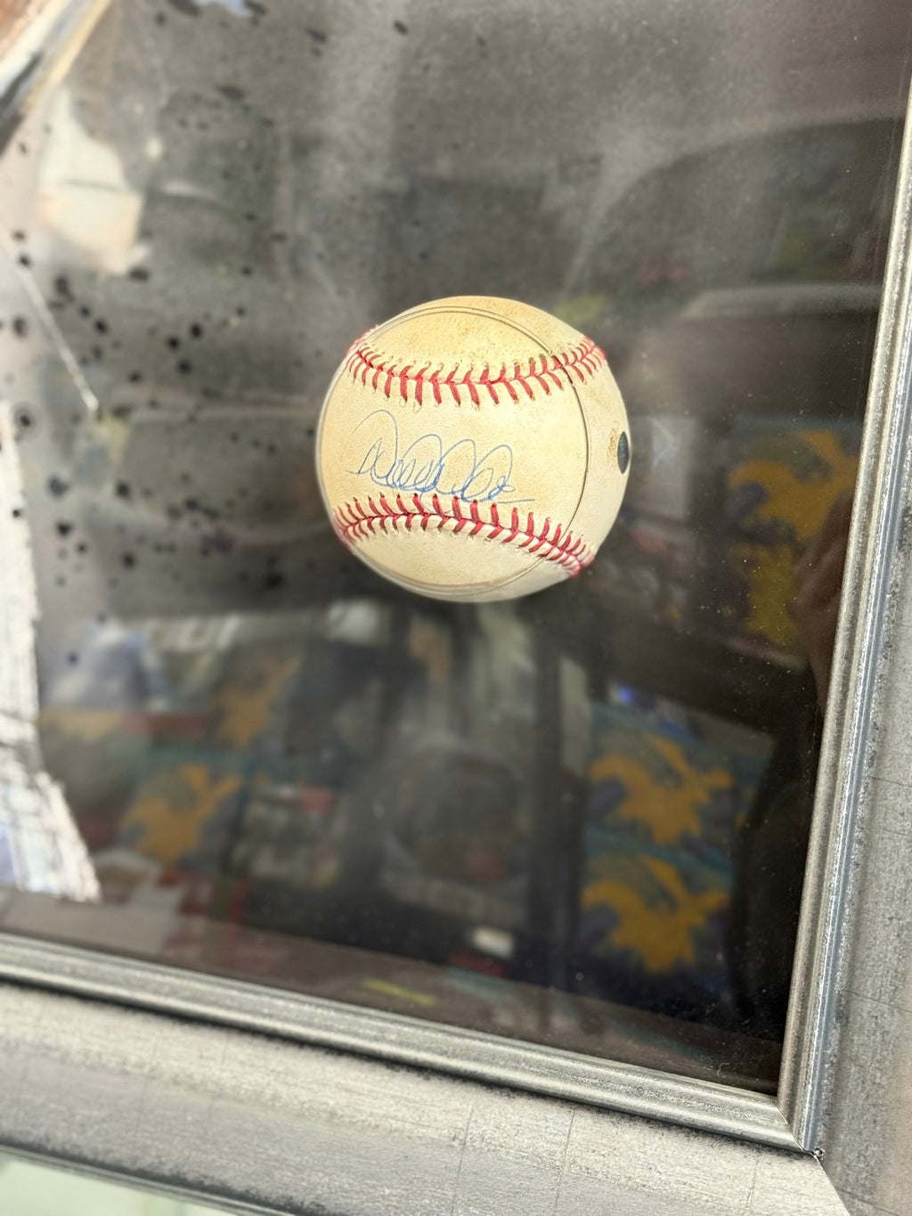 Derek Jeter Auto Shadowbox Game Used Ball - 27x24 - Framed - Steiner Auth.