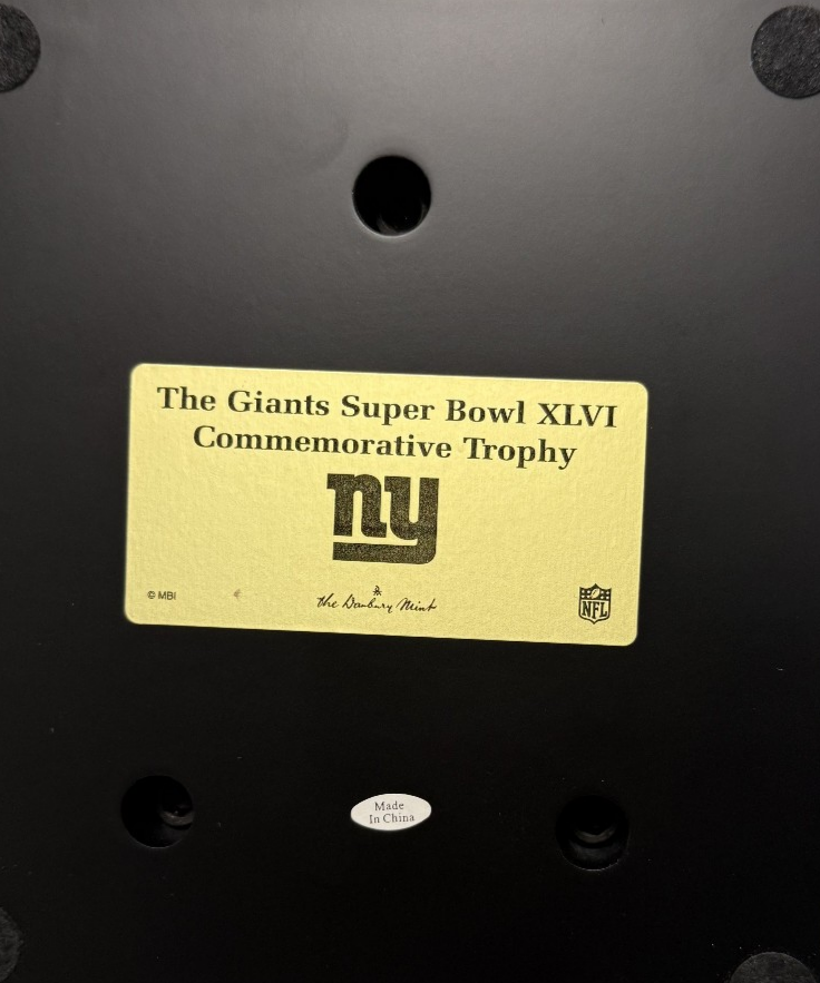 NFL New York Giants Super Bowl XLVI Danbury Mint Porcelain Trophy Football