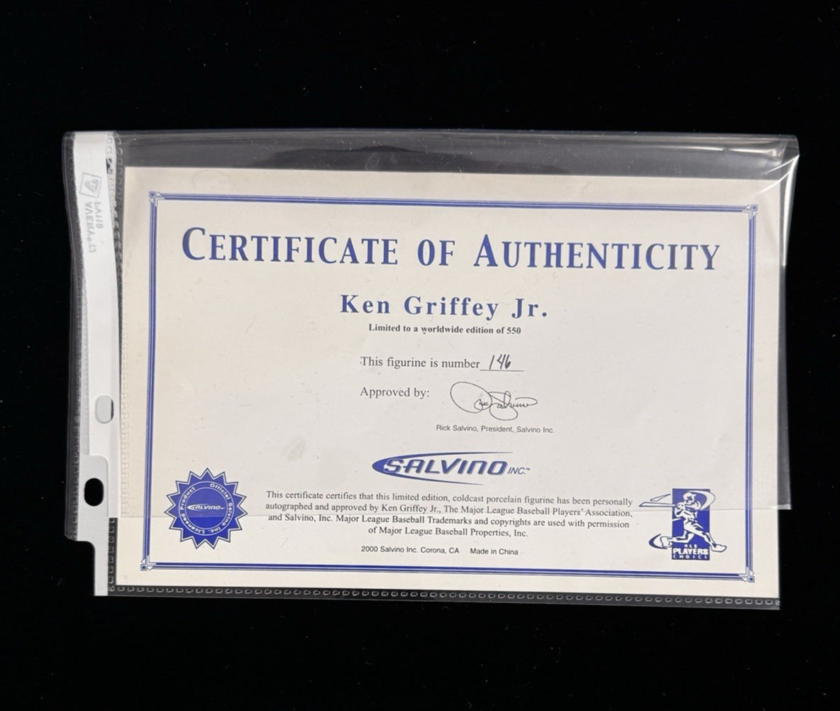Ken Griffey Jr. Signed Salvino Figurine Statue 146/500 - Comes with Cert and Box