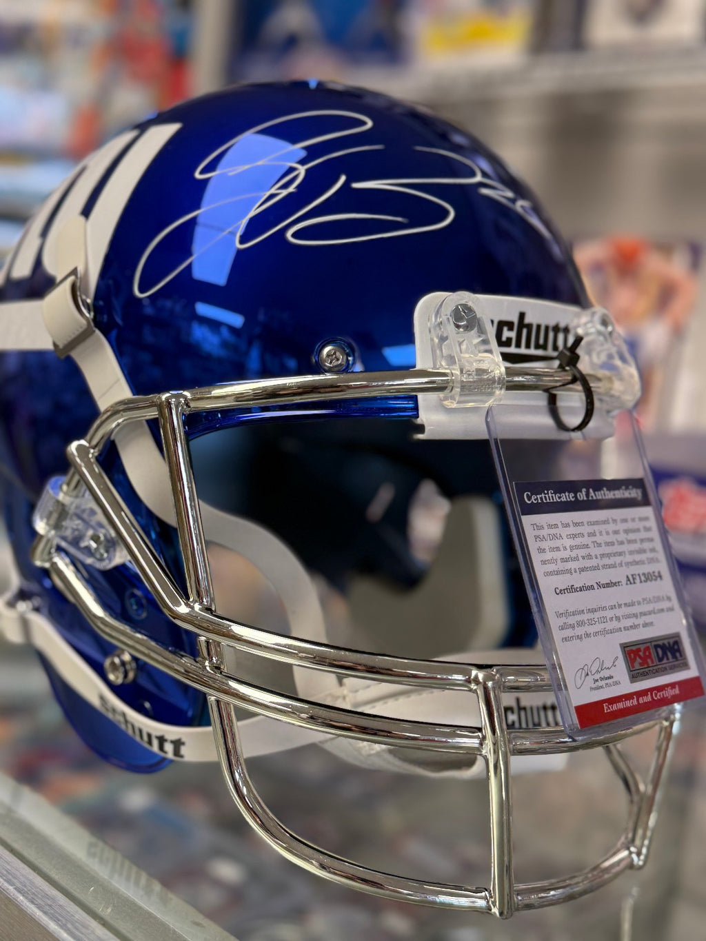 Saquon Barkley NY Giants Full Sized Real Schutt Chrome Helmet - PSA/DNA Authent.