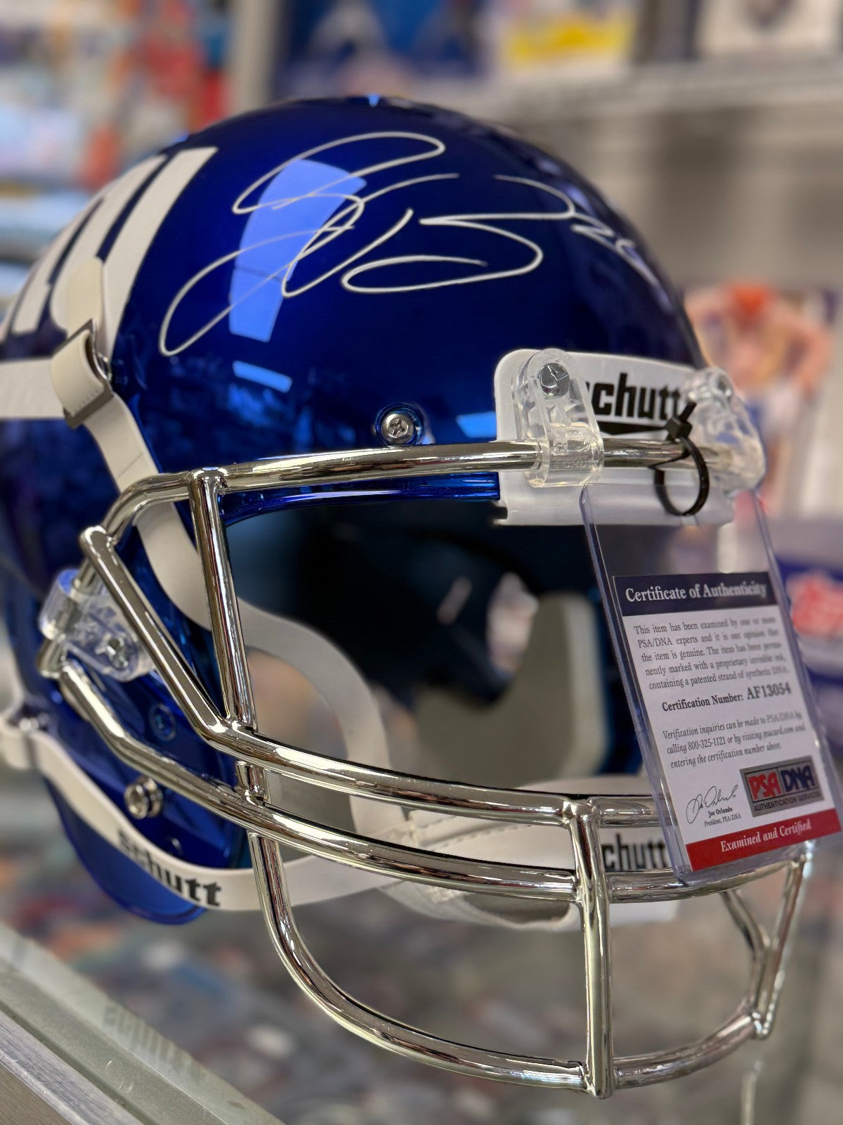 Saquon Barkley NY Giants Full Sized Real Schutt Chrome Helmet - PSA/DNA Authent.
